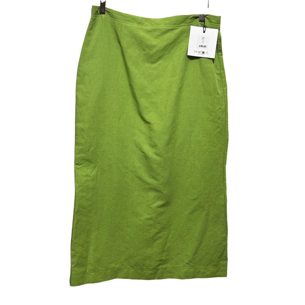 Aligne Quiet Luxury Minimalist Mia Maxi Skirt 8 Green Linen Blend High Waist